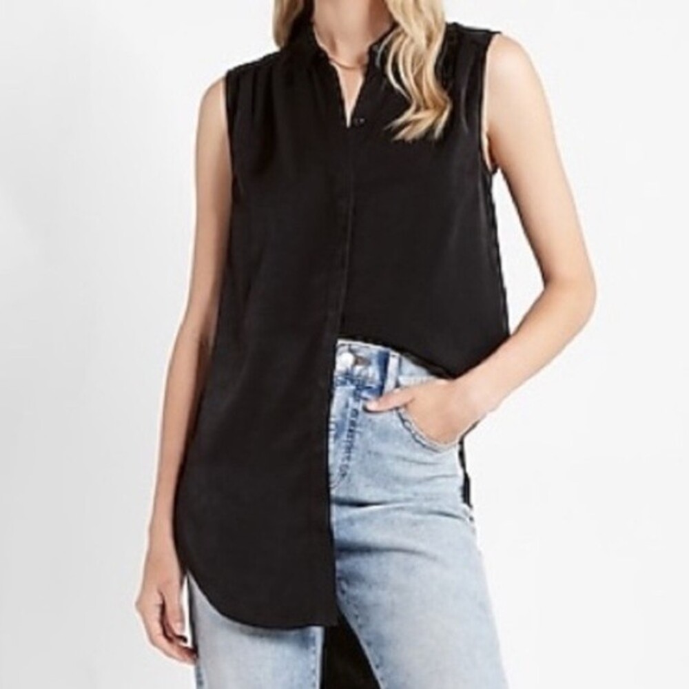 NWT Joie Black Sleeveless Button Down Tunic Top, Size S